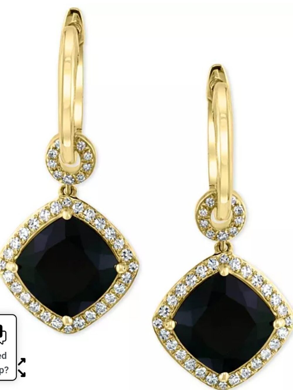 EFFY® Diamond (1/3 ct. t.w.) & Onyx (10mm) Drop Earrings In 14k Gold